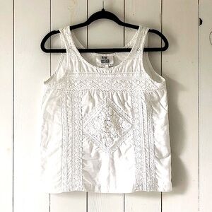 By Together White Embroidered Tank Top